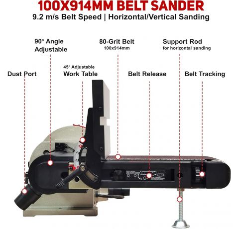 Bucktool 250W Bench Belt Grinder & Disc Sander Combo