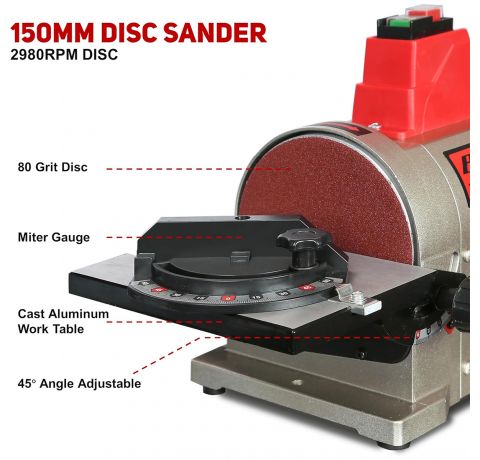 Bucktool 250W Bench Belt Grinder & Disc Sander Combo