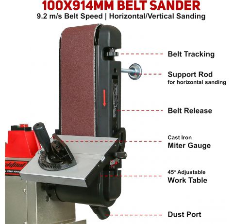 Bucktool 500W Bench Belt & Disc Sander with Direct Drive