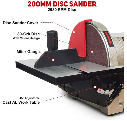 Bucktool 500W Bench Belt & Disc Sander with Direct Drive