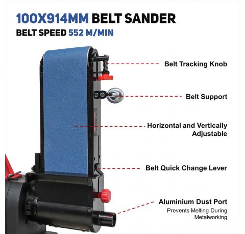 Bucktool 700W Bench Belt & Disc Sander with Direct Drive